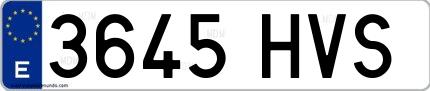 Ejemplo de matrícula española 3645 HVS