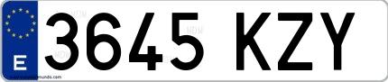 Ejemplo de matrícula española 3645 KZY