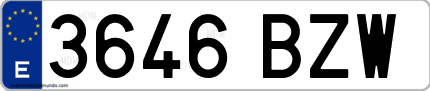 Ejemplo de matrícula de coche ordinaria 3646 BZW