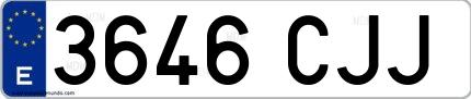 Ejemplo de matrícula española 3646 CJJ