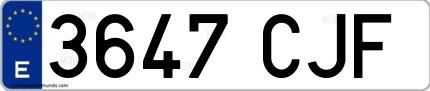 Ejemplo de matrícula española 3647 CJF