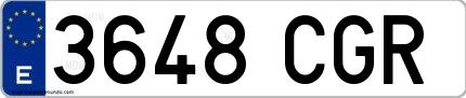 Ejemplo de matrícula española 3648 CGR