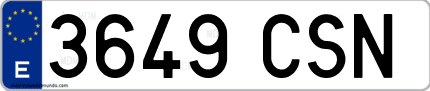 Ejemplo de matrícula de coche ordinaria 3649 CSN