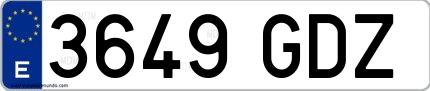 Ejemplo de matrícula española 3649 GDZ