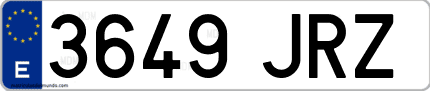 Ejemplo de matrícula de coche ordinaria 3649 JRZ