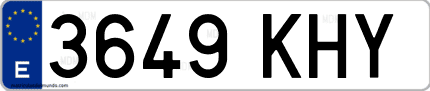 Ejemplo de matrícula de coche ordinaria 3649 KHY