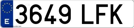 Ejemplo de matrícula española 3649 LFK