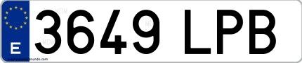 Ejemplo de matrícula española 3649 LPB