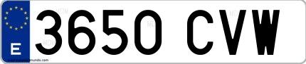 Ejemplo de matrícula española 3650 CVW