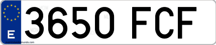 Ejemplo de matrícula de coche ordinaria 3650 FCF