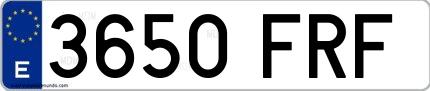 Ejemplo de matrícula española 3650 FRF