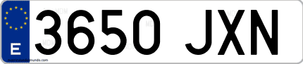 Ejemplo de matrícula de coche ordinaria 3650 JXN