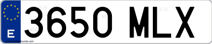 Ejemplo de matrícula de coche ordinaria 3650 MLX