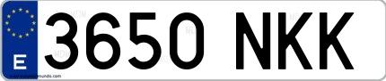 Ejemplo de matrícula española 3650 NKK