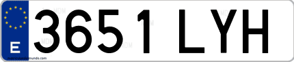 Ejemplo de matrícula de coche ordinaria 3651 LYH