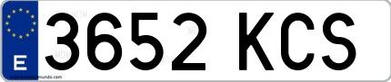 Ejemplo de matrícula española 3652 KCS