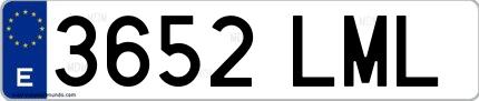 Ejemplo de matrícula española 3652 LML
