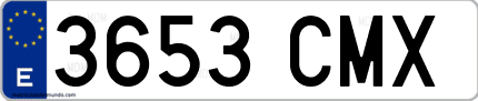 Ejemplo de matrícula de coche ordinaria 3653 CMX