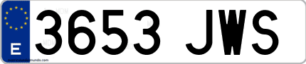 Ejemplo de matrícula de coche ordinaria 3653 JWS