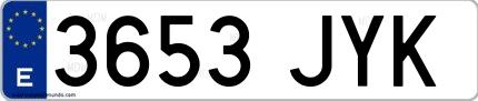 Ejemplo de matrícula española 3653 JYK