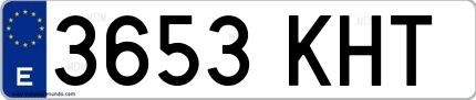 Ejemplo de matrícula española 3653 KHT