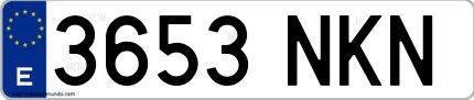 Ejemplo de matrícula española 3653 NKN