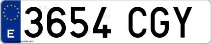 Ejemplo de matrícula española 3654 CGY
