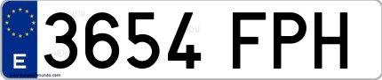Ejemplo de matrícula española 3654 FPH