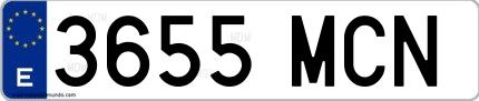 Ejemplo de matrícula española 3655 MCN