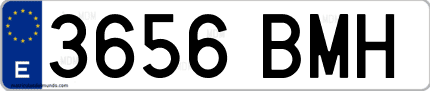Ejemplo de matrícula de coche ordinaria 3656 BMH