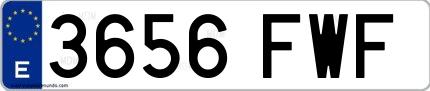 Ejemplo de matrícula española 3656 FWF