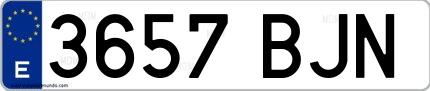 Ejemplo de matrícula española 3657 BJN