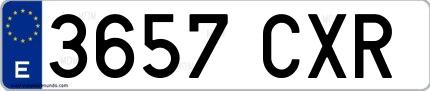 Ejemplo de matrícula española 3657 CXR