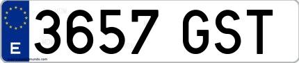 Ejemplo de matrícula española 3657 GST