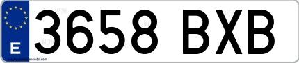 Ejemplo de matrícula española 3658 BXB