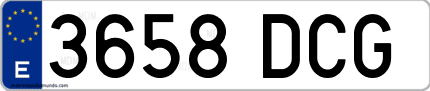 Ejemplo de matrícula de coche ordinaria 3658 DCG