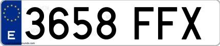 Ejemplo de matrícula española 3658 FFX