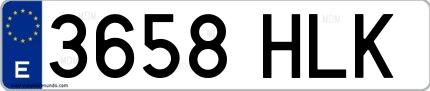 Ejemplo de matrícula española 3658 HLK