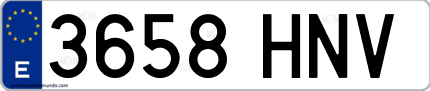 Ejemplo de matrícula de coche ordinaria 3658 HNV