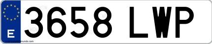 Ejemplo de matrícula española 3658 LWP