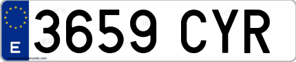 Ejemplo de matrícula de coche ordinaria 3659 CYR