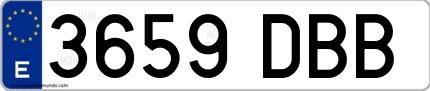 Ejemplo de matrícula española 3659 DBB