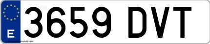 Ejemplo de matrícula española 3659 DVT
