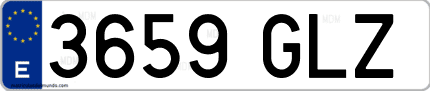 Ejemplo de matrícula de coche ordinaria 3659 GLZ
