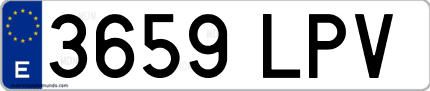 Ejemplo de matrícula de coche ordinaria 3659 LPV