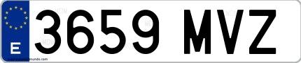 Ejemplo de matrícula española 3659 MVZ