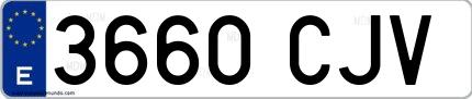 Ejemplo de matrícula de coche ordinaria 3660 CJV