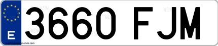 Ejemplo de matrícula española 3660 FJM