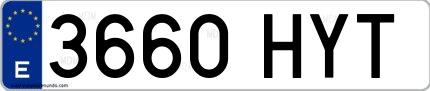 Ejemplo de matrícula española 3660 HYT
