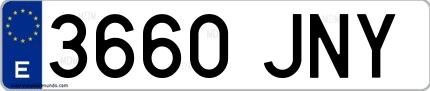 Ejemplo de matrícula española 3660 JNY